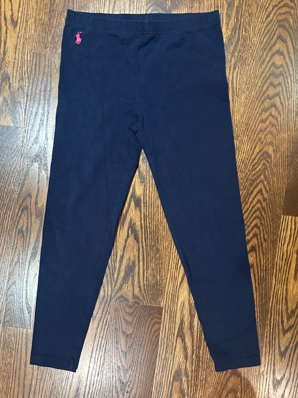Polo Ralph Lauren Stretch Cotton Navy Leggings with Signature Pink Horse M(8-10)